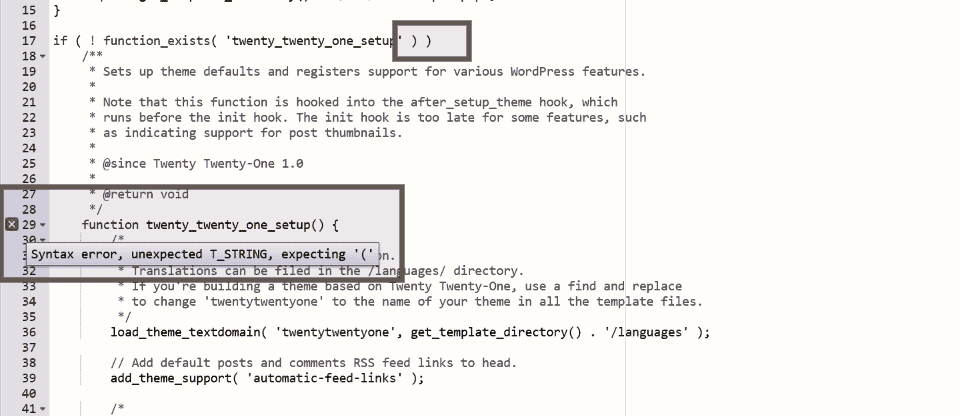 مشاكل Syntax error